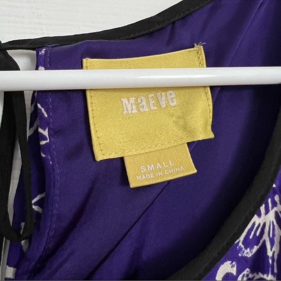 Anthropologie/Maeve Silk Purple Print Dress - Picture 5 of 9